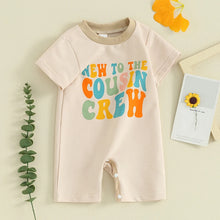 Load image into Gallery viewer, Baby Boys Girls New To The Cousin Crew Romper Colorful Letter Print Short Sleeve Round Neck Jumpsuit
