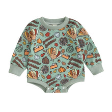 Load image into Gallery viewer, Baby Girls Boys Thanksgiving Romper Cute Letter Print Gobble Turkey Pie Pumpkin Long Sleeve Jumpsuits
