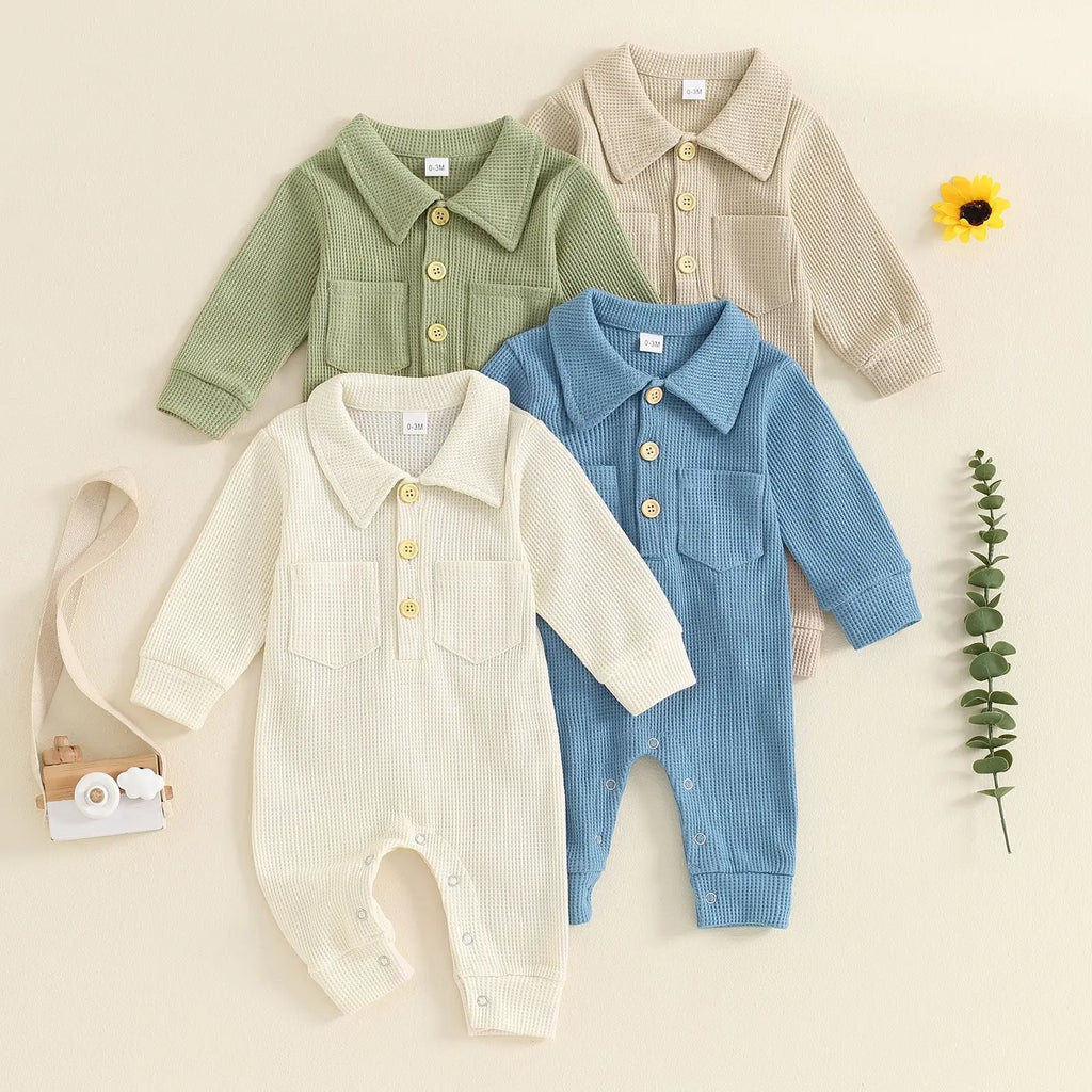 Turn Down Collar Boys Jumpsuit Romper