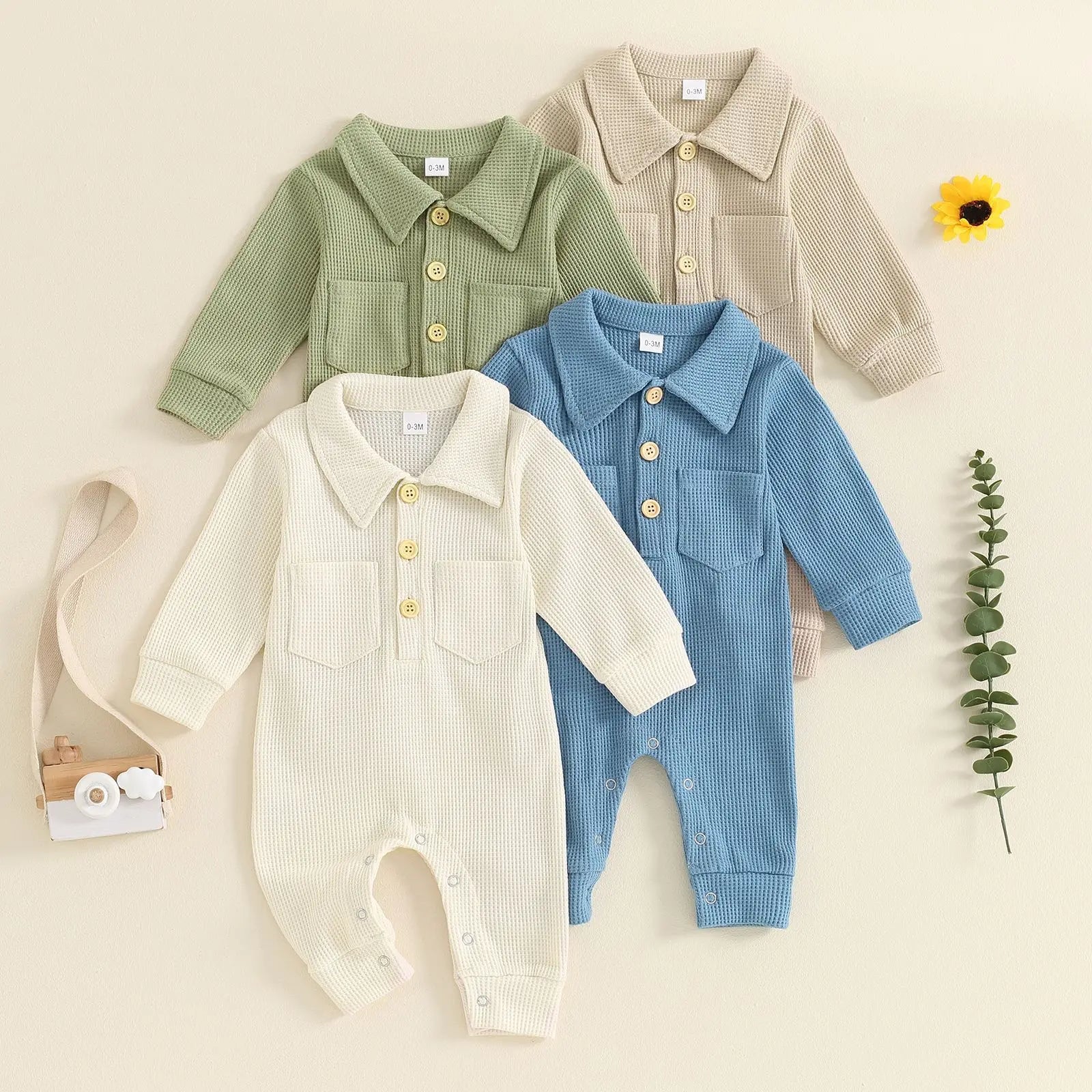 Turn Down Collar Boys Jumpsuit Romper