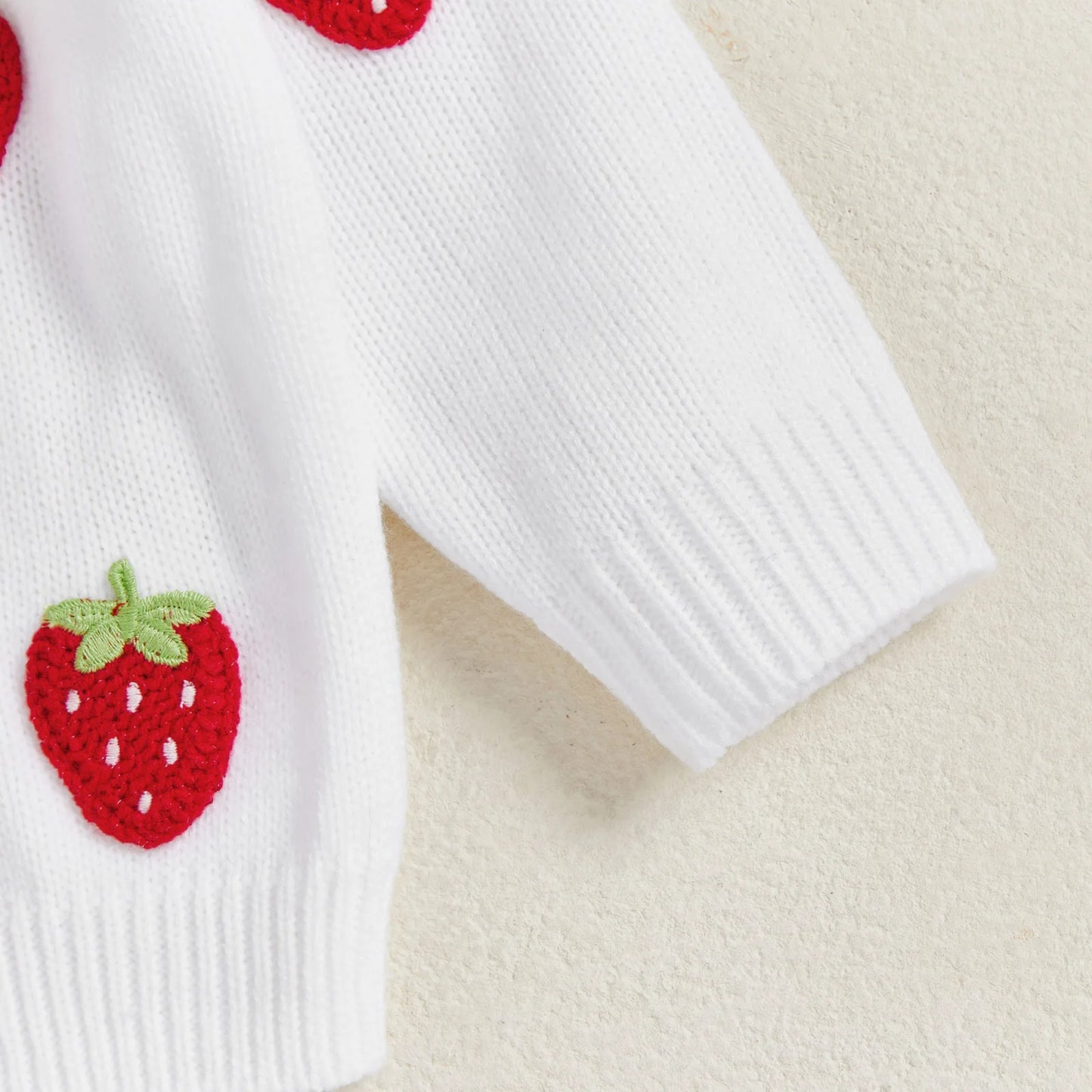 Baby Toddler Girls Sweater Casual Crocheted Strawberries Infant Button Cardigan Knitwear Warm Clothes Sweater