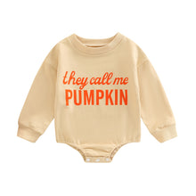 Load image into Gallery viewer, Baby Girl Boy Bodysuit Round Neck Long Sleeve They Call Me Pumpkin Jumpsuit Romper
