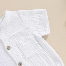 Load image into Gallery viewer, Baby Boy Romper Casual Button Down Round Neck Short Sleeve Jumpsuit
