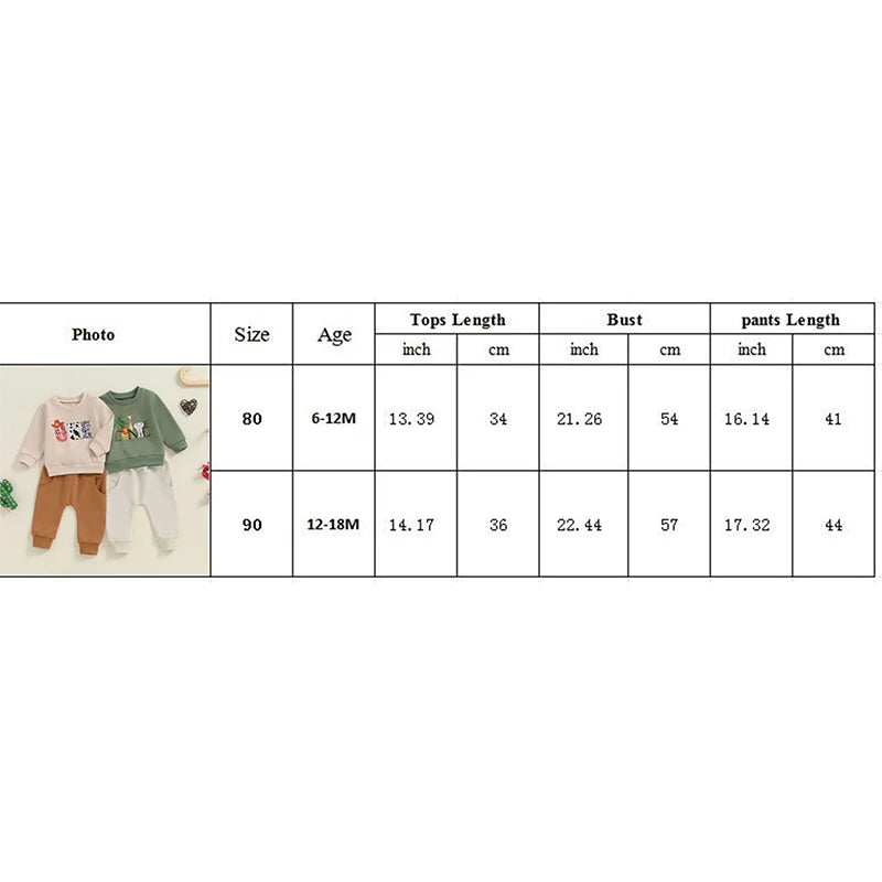 Baby Boys Girls 2Pcs 1st Birthday Outfit Long Sleeve ONE Letter Cowboy Gow Animals Print Top and Solid Color Pants Set