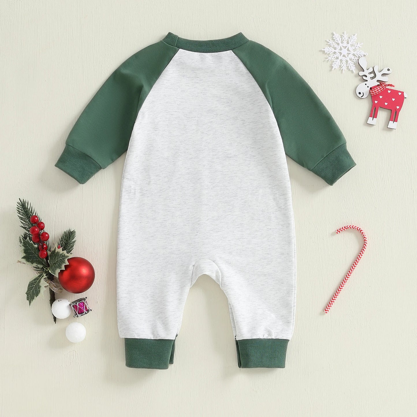 Baby Boys Girls Joy To The World Christmas Romper Letter Tree Long Raglan Sleeve Crewneck Jumpsuit Winter Clothes
