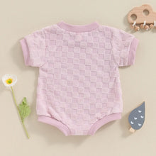 Load image into Gallery viewer, Baby Boys Girls Bodysuit Short Sleeve Crew Neck Checkerboard Summer Playsuit Romper
