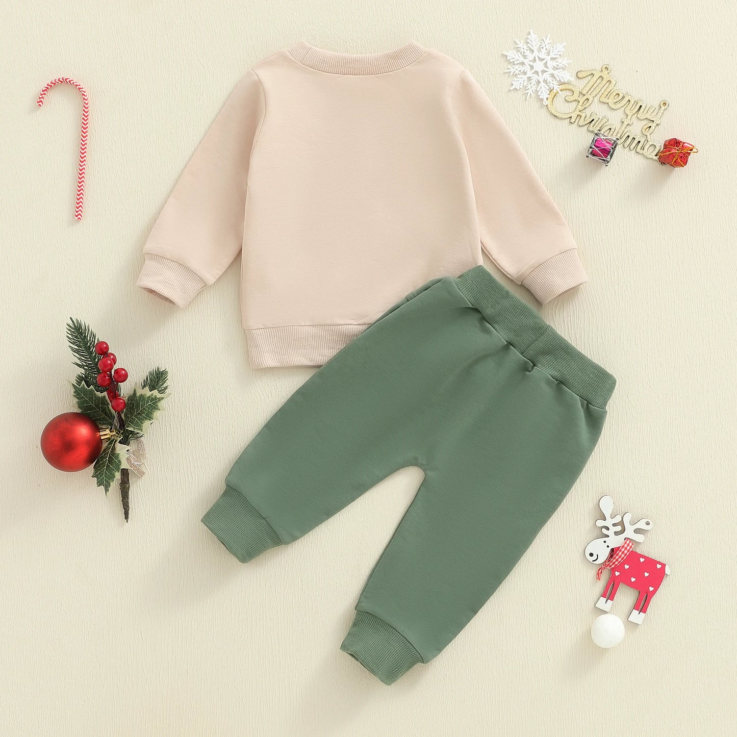 Baby Toddler Boys 2Pcs Christmas It's A Beaut Clark Outfits Long Sleeve Crew Neck Letter Embroidery Top and Elastic Waist Pants Jogger Set