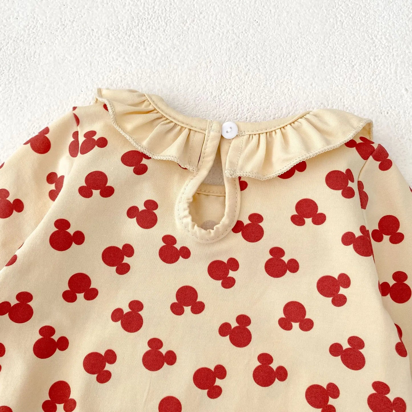 Baby Toddler Girl Clothes Mouse Print Romper Elegant Collar Long Sleeve Cute Sweet Bodysuit Autumn