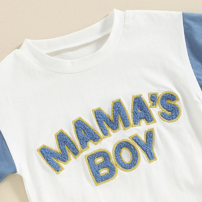 Baby Boy Mama's Boy Romper Short Sleeve Bodysuit Crew Neck Jumpsuit Summer Spring