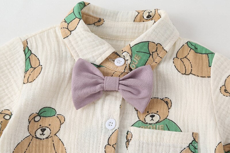 Boys Cotton Bow Tie Romper