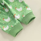 Baby Toddler Boys Girls 2Pcs Fall Outfit Long Sleeve Farm Chicken Print Top Jogger Pants Set