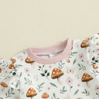 Baby Toddler Girl 2Pcs Fall Outfit Long Sleeve Mushroom Floral Print Top + Pants Jogger Set Clothes