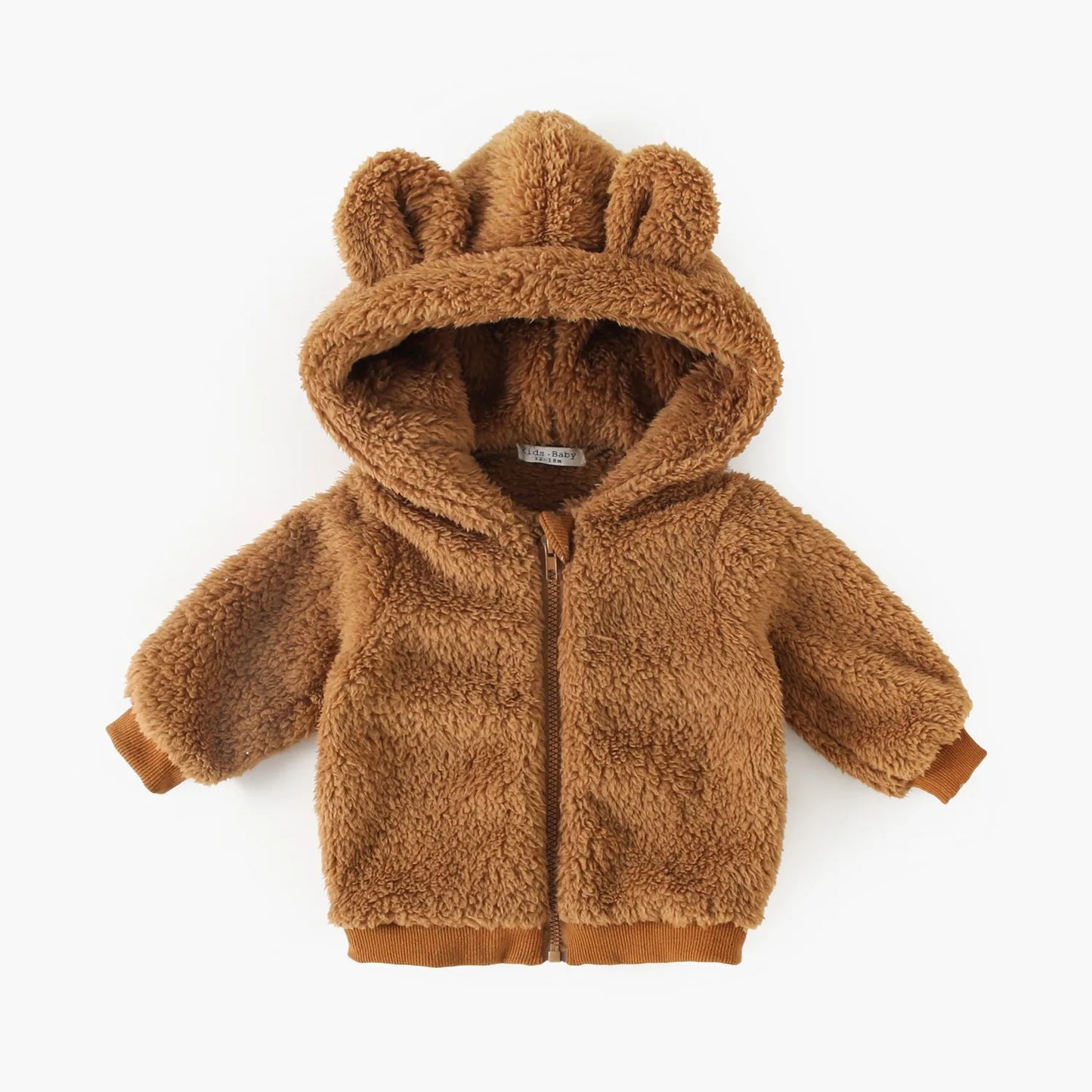 Baby Toddler Boy Girl 2Pcs Bear Winter Clothes Set Zipper Hooded Top with Ears Pant Suit Thick Warm Fleece Two Piece Jogger Set Outfit