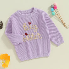 Load image into Gallery viewer, Baby Toddler Kids Girls Big Sister Autumn Winter Knit Sweater Long Sleeve O Neck Letter Embroidery Pullover Knitwear Top
