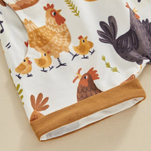 Load image into Gallery viewer, Toddler Baby Boy 2Pcs Farm Clothes Chickens Animals Print Shirt Shorts Outfit Set
