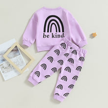 Load image into Gallery viewer, Toddler Baby Boy Girl 2Pcs Fall Clothes Ying Yang Rainbow Print Long Sleeve Crewneck Tops Pants Outfit
