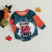 Load image into Gallery viewer, Baby Girl Boy Halloween Bodysuit Lets Get Spooky Pumpkin Print Long Sleeve Romper Jumpsuit
