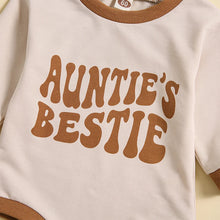 Load image into Gallery viewer, Baby Boy Girl Auntie&#39;s Bestie Romper Long Sleeve Crewneck Letters Bubble Jumpsuit
