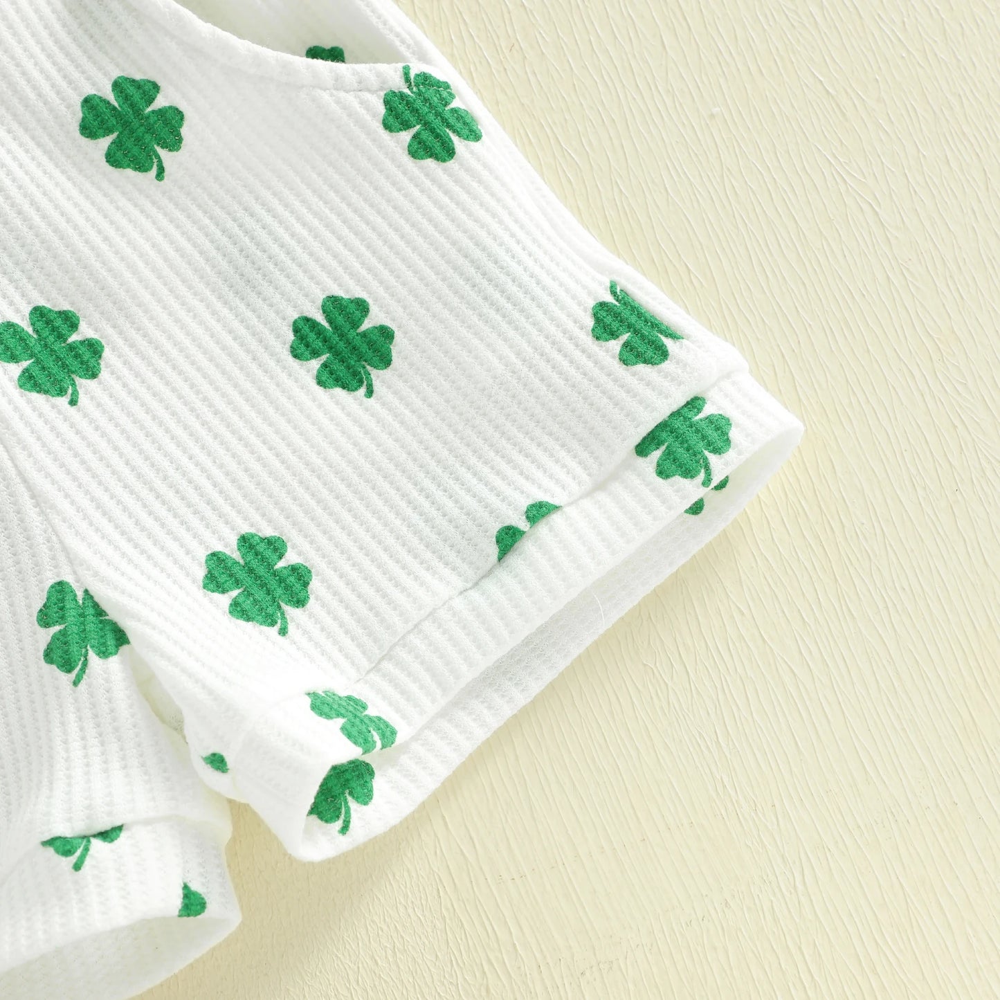 Baby Toddler Boys 2Pcs Outfit Spring Short Sleeve Crew Neck Shamrock Print Top and Elastic Waist Shorts St. Patrick's Day Set