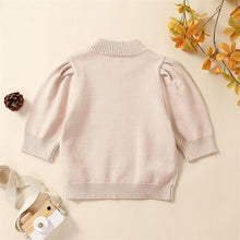Load image into Gallery viewer, Toddler Kids Girls Knit Sweaters Long Puff Sleeve Round Neck Loose Pullover Tops Toddler Knitwear

