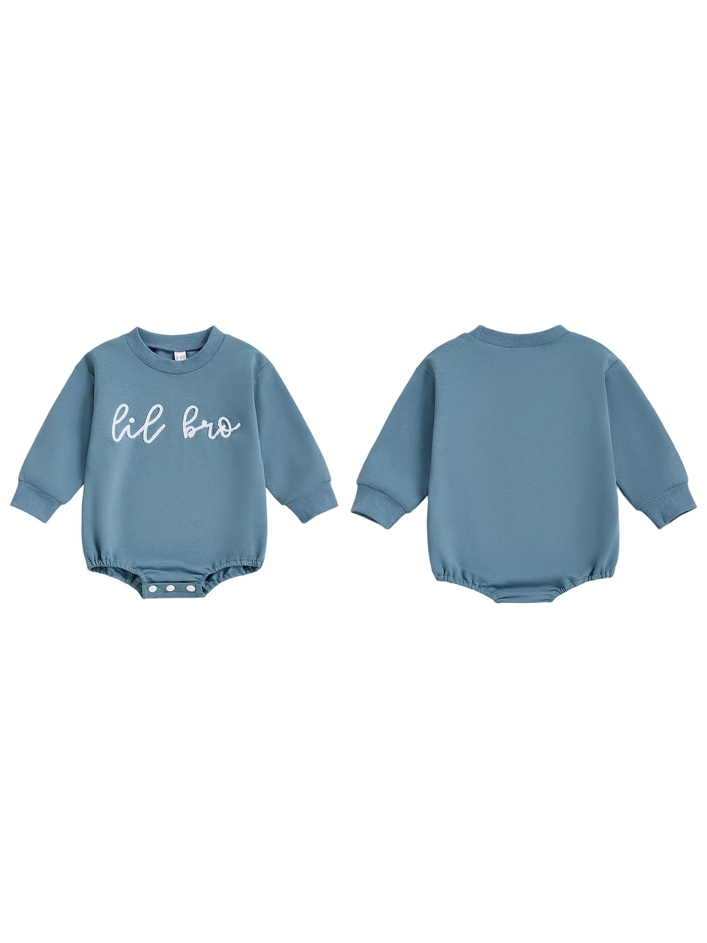 Baby Toddler Boys Lil/Bib Bro Autumn Jumpsuit Long Sleeve Round Neck Letter Embroidery Romper or Top Brothers Matching Outfits