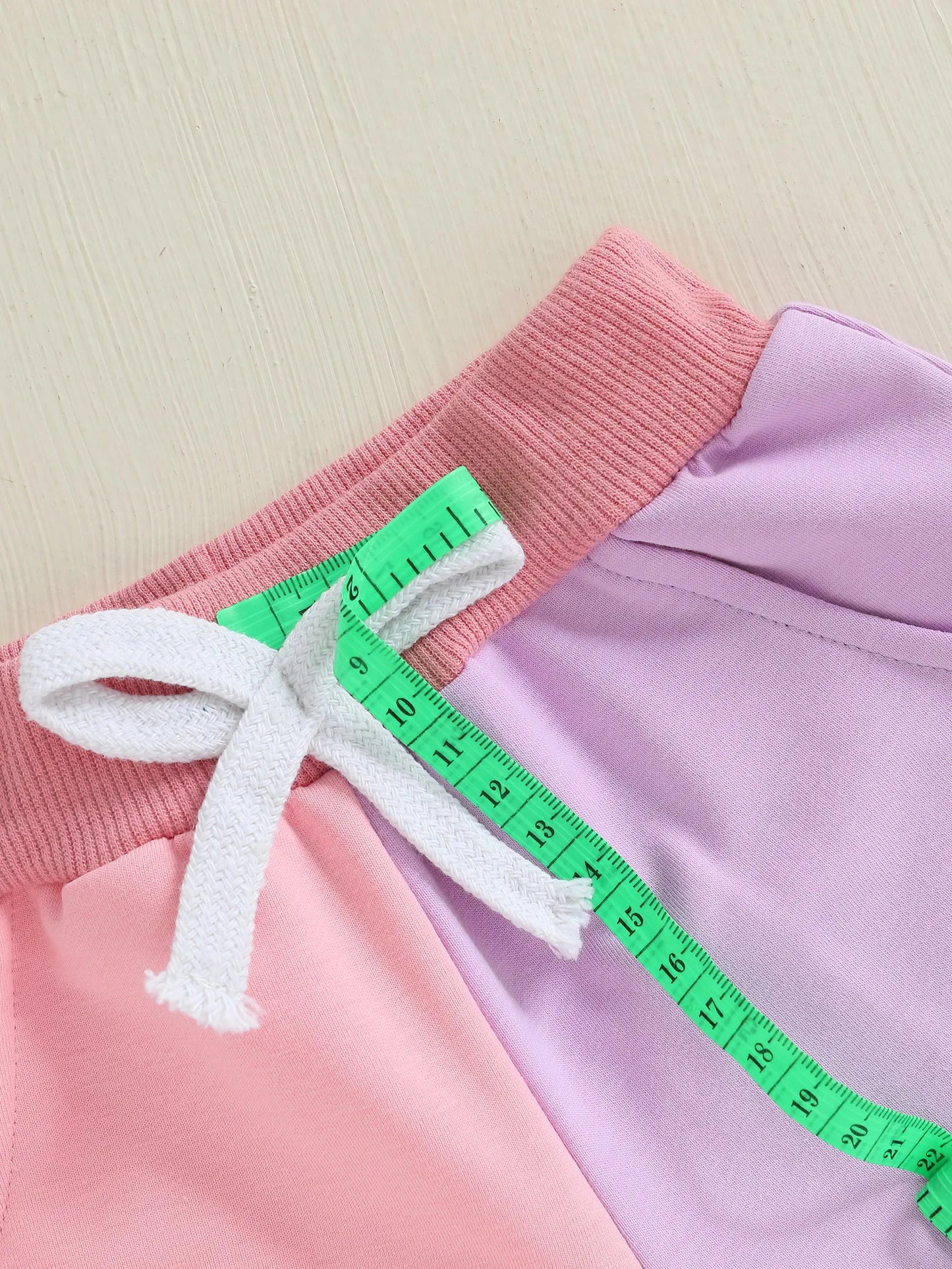 Baby Toddler Girls 2Pcs Mama's Little Bestie Long Sleeve O Neck Contrast Color Top Drawstring Pants Jogger Set