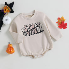 Load image into Gallery viewer, Baby Girls Halloween Bodysuit Long Sleeve Crew Neck Letters/Pumpkin/Ghost Print Jumpsuit Romper
