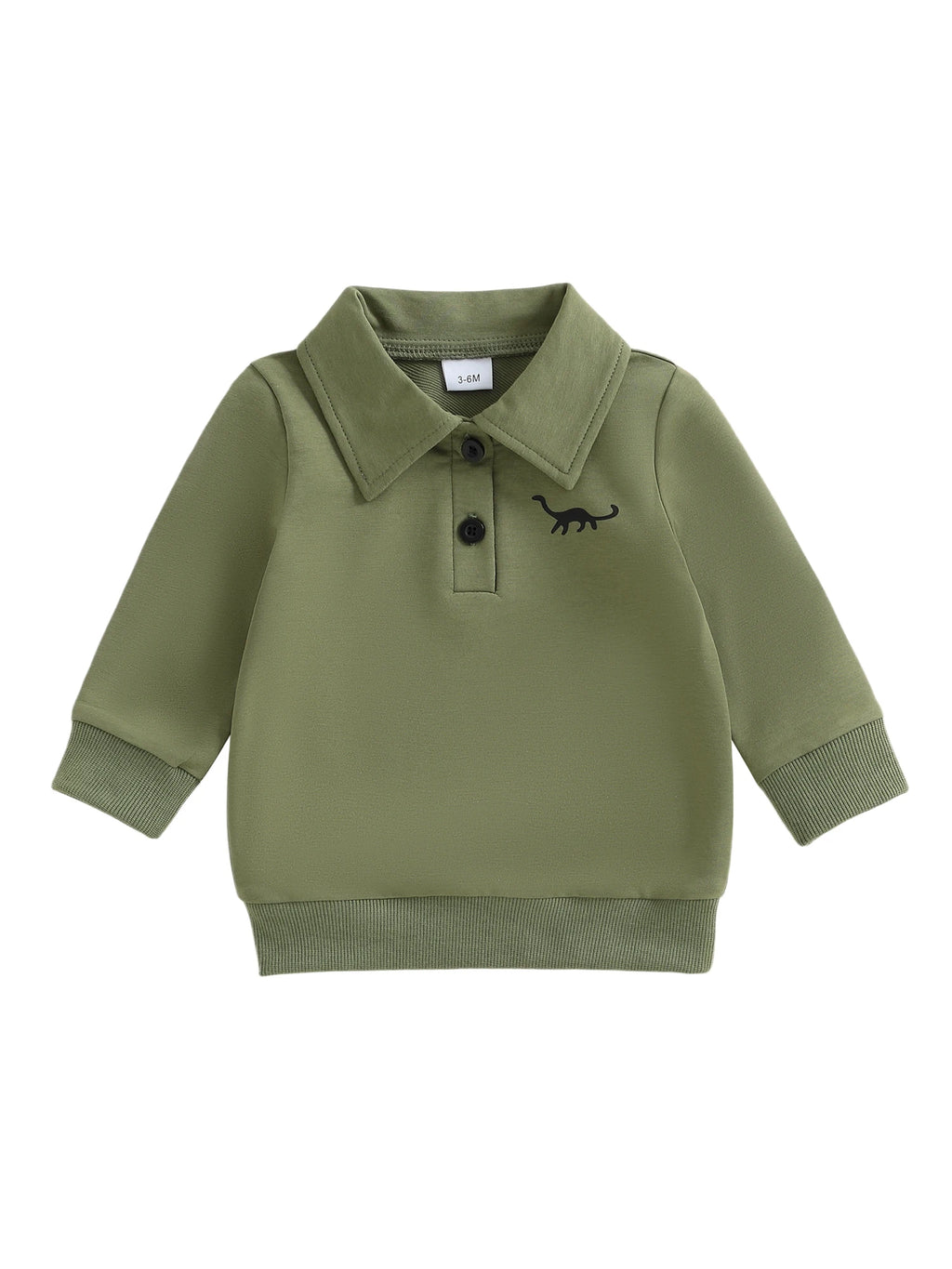 Baby Toddler Boys Long Sleeve Lapel Collar Dinosaur Print Pullover Fall Top