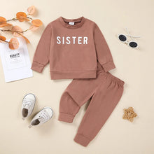 Load image into Gallery viewer, Baby Toddler Girls 2Pcs Outfit Sister Letter Print Long Sleeve Top + Elastic Waist Pants Set
