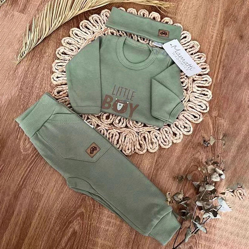 Baby Toddler Boys 2Pcs Little Boy Letter Print Long Sleeve Round Neck Top Pockets Long Pants Outfit Set