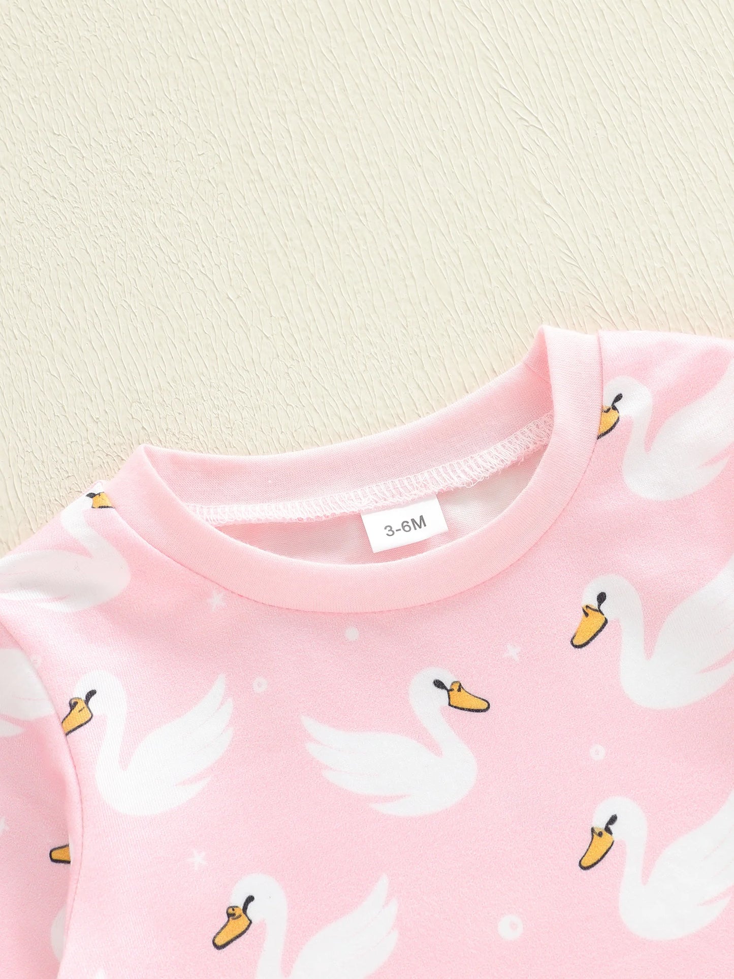 Baby Boys Girls Romper Comfortable Geese Print Crew Neck Long Sleeve Full Length Jumpsuit