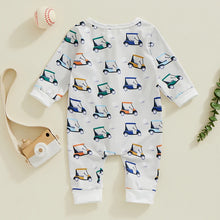 Load image into Gallery viewer, Baby Boys Girls Jumpsuit Long Sleeve Golf Cart Print Zipper Romper
