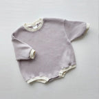 Oversize Solid Waffle Bodysuit Romper