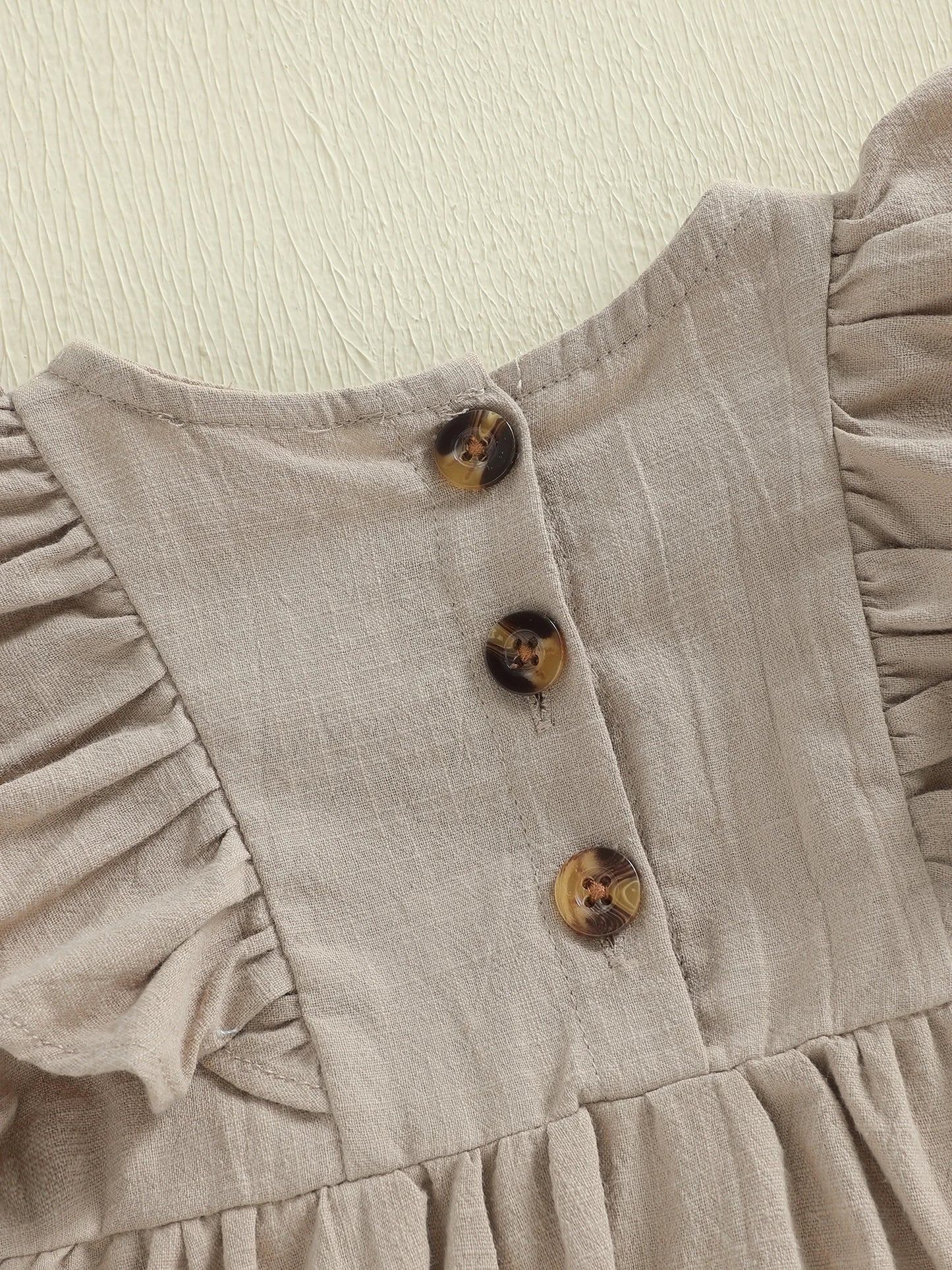 Baby Girl 2Pcs Spring Romper Solid Color Long Sleeves Round Neck Ruffled Bodysuit and Matching Bow Headband Set