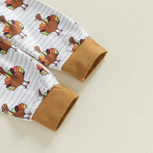 Load image into Gallery viewer, Baby Boys Girls 3Pcs Fall Gobble Thanksgiving Outfit Long Sleeve Letter Print Romper Turkey Print Pants Hat Set
