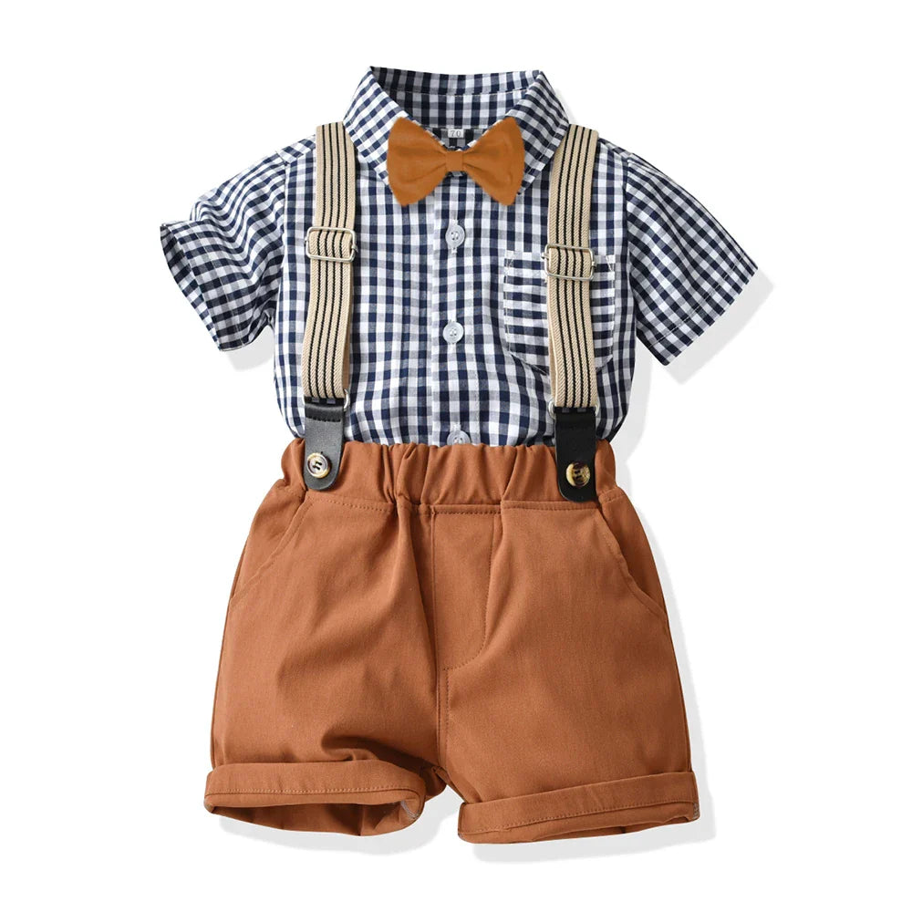 Short Sleeve Bow Tie Suspender Set