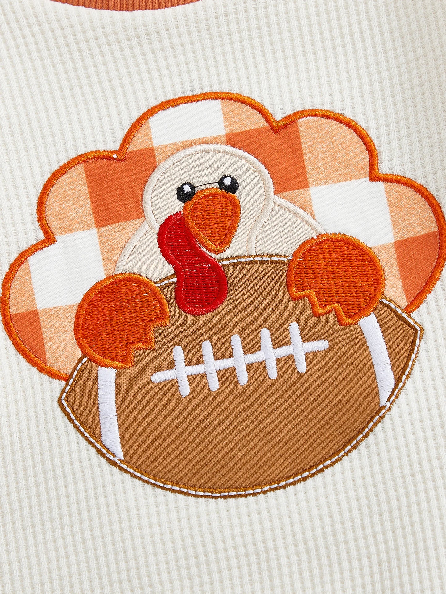 Baby Toddler Boys 2Pcs Plaid Jogger Set Fall Turkey Football Pattern Long Sleeve Round Neck Pullover Top Pants Thanksgiving Outfits