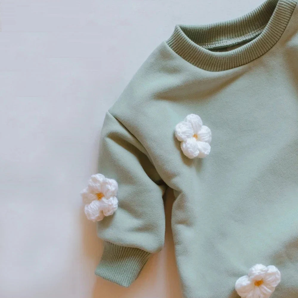 Baby Girls Boys Flowers Clouds Bubble Romper Long Sleeve Bodysuit