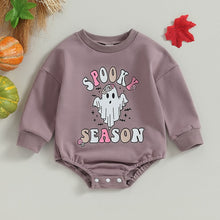 Load image into Gallery viewer, Baby Girls Halloween Crew Neck Romper Long Sleeve Spooky Season Ghost Print Bodysuit Playsuits
