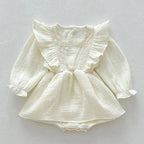 Long Sleeve Ruffle Chest Romper