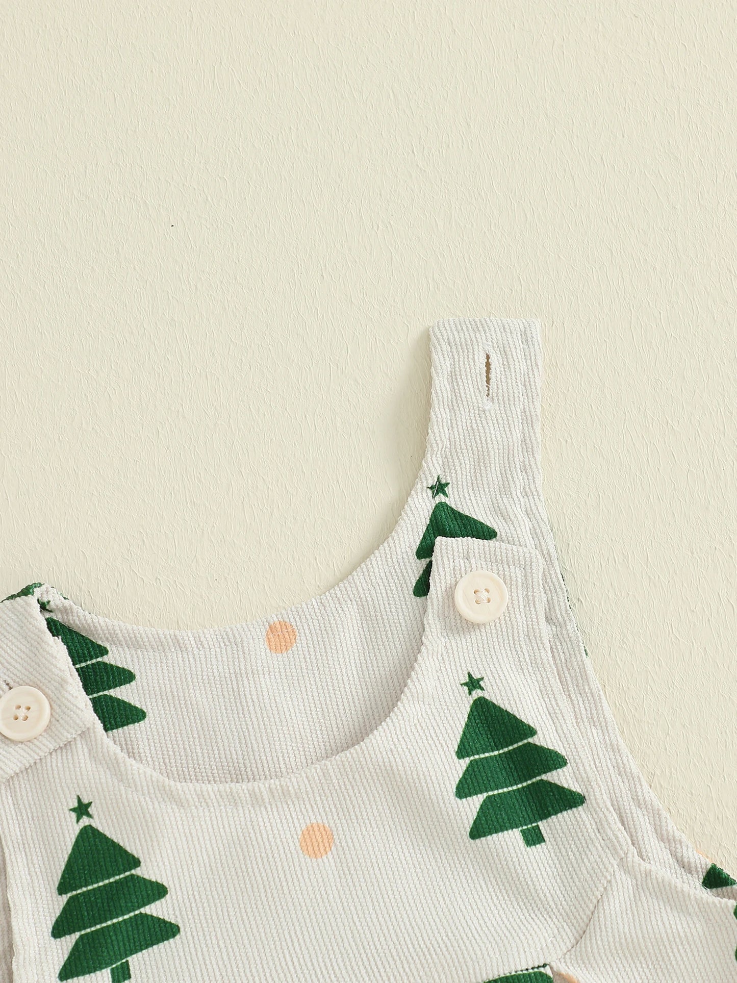 Baby Toddler Girls Boys Christmas Overalls Romper Christmas Tree Print Sleeveless Jumpsuit Suspender Pants