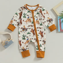 Load image into Gallery viewer, Baby Boys Girls Jumpsuit Long Sleeve Cow/Horse Print Zipped Autumn Romper Clothes
