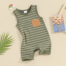 Load image into Gallery viewer, Baby Boys Girls Rompers Clothing Striped Print Sleeveless Tank Top Pocket Jumpsuits Long Pants
