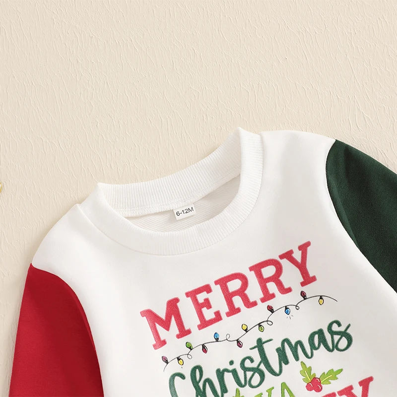 Baby Toddler Girls Boys Christmas Letter Santa Cookies Reindeer / Merry Christmas Ya Filthy Animal Long Sleeve Pullover Patchwork Top