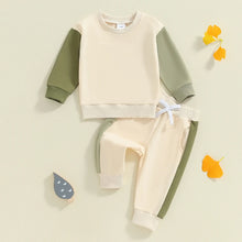 Load image into Gallery viewer, Baby Toddler Boys 2Pcs Fall Outfit Contrast Color Long Sleeve Top and Long Pants Set
