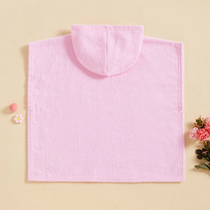 Toddler Kids Boys Girls Hooded Beach Swim Poncho Towels Solid Color Loose Fit Beach Robe Cover-up for Summer