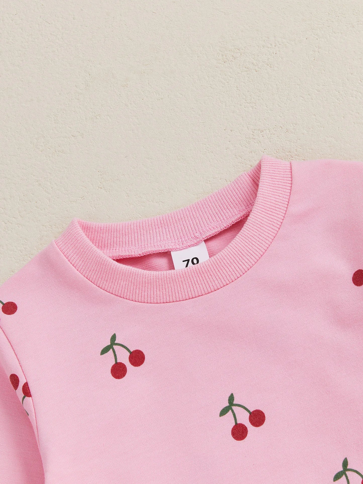 Baby Toddler Girl 2Pcs Winter Fall Outfit Cherry Print Long Sleeve Top Elastic Waist Joggers 2 Piece Jogger Set