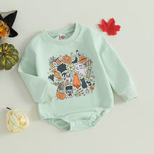 Load image into Gallery viewer, Baby Boy Girl Bodysuit Halloween Long Sleeve Letter &amp; Cartoon Print Jumpsuit Romper
