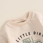 Baby Toddler Boys 2Pcs A Little Dirt Never Hurt Fall Outfit Long Sleeve Tractor Letter Print Top + Pants Set