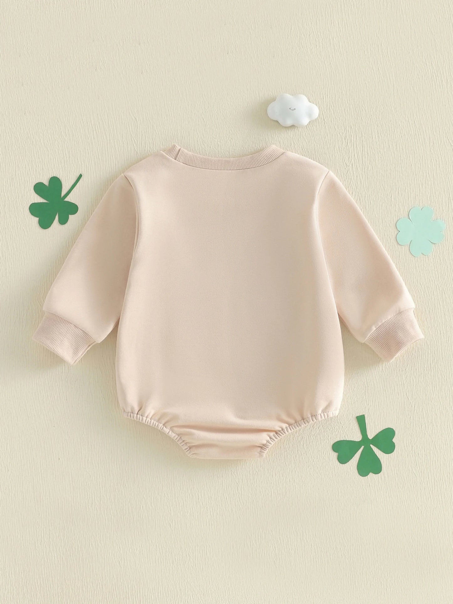 Baby Girls Boys Bubble Romper Wee Bit Irish / Pint Sized St. Patrick's Day Clothes Letter Clover Embroidery Long Sleeve Bodysuit Jumpsuit